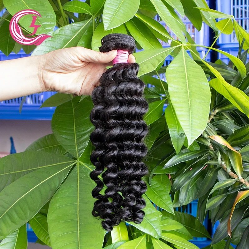 Clj Wholesale Tissage De Cheveux Mink Cuticle Aligned Peruvian Black 38 Inch Deep Wave Human Blend Bundles With Closure