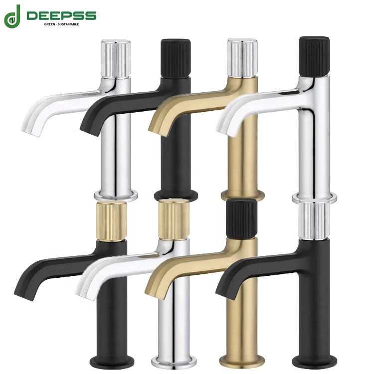 DEEPSS professional faucet manufacture modern brushed deck mounted cold hot water tap bathroom fauctes
