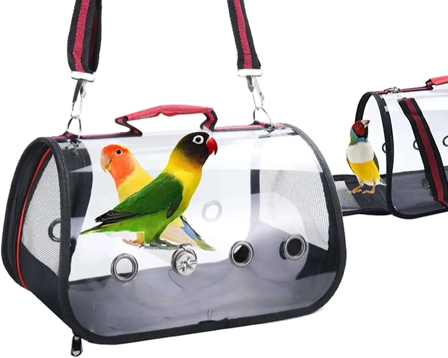 Lightweight and Portable Bird Parrot Carrier Travel Cage Bag Bird Carrier Bag with Stand Transparent Backpacks Solid Zipper N/A