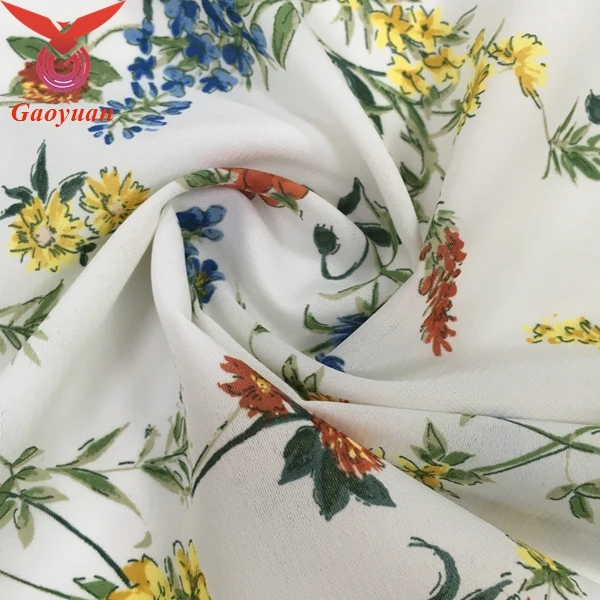 Spring Fall new fashion high quality 100% polyester ladies fabric floral printed chiffon fabric dress fabric