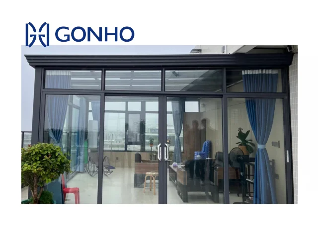 Gonho wholesale new innovations aluminium four seasons aluminium glass pop up standing sunroom for solarium