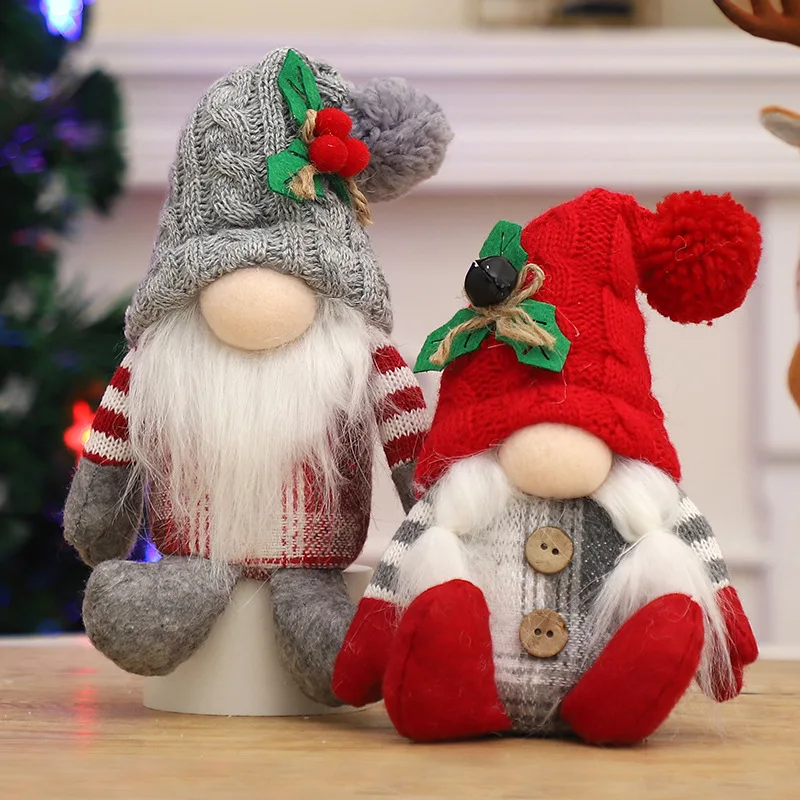 Hot Sale Knitting Merry Christmas Doll Gnomes For Xmas Home Window Decoration Wholesale Table Decor
