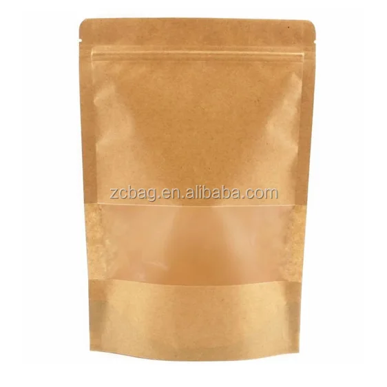 Kraft Paper Plastic PE Inside Moistureproof Pouch Doypack with Clear Window Storage Cashew Nut Packaging Food Pocket