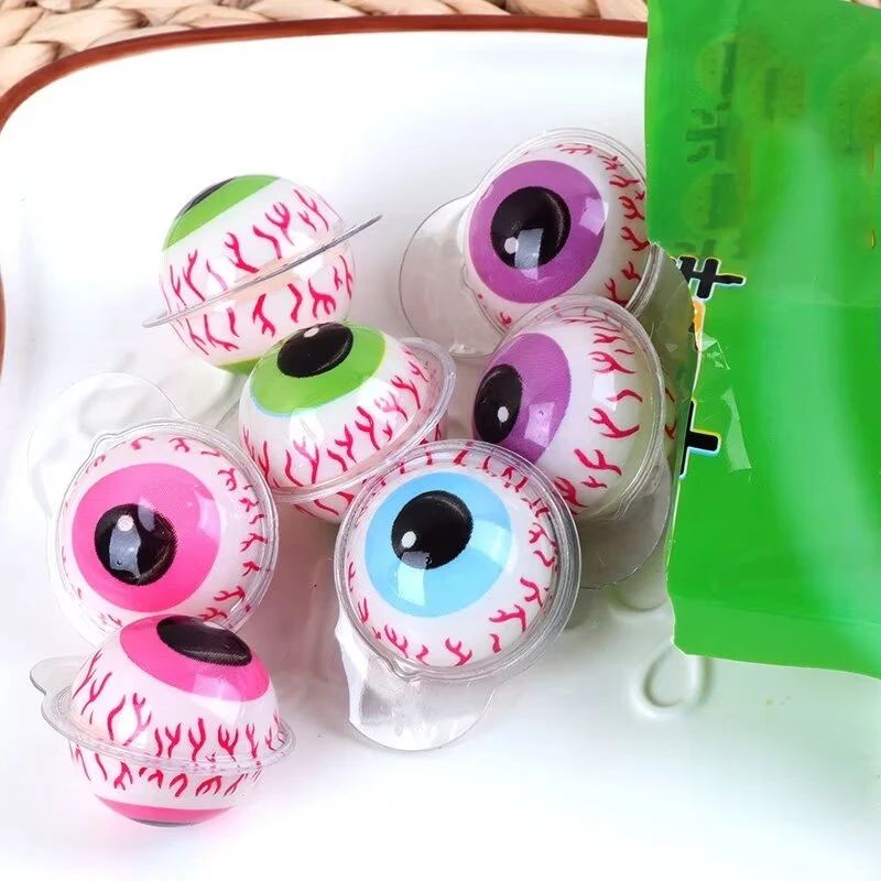 Wholesale 2024 New Big Eye Ball Shape Packing 10g Eyeball Filled Jam Gummy Candy