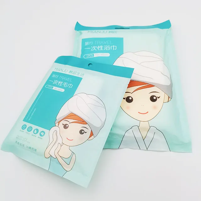 Private Label Portable Biodegradable Disposable Bath Shower Towel 40*70cm 140*70cm Square Adults Travel Hotel Outdoor Bathroom