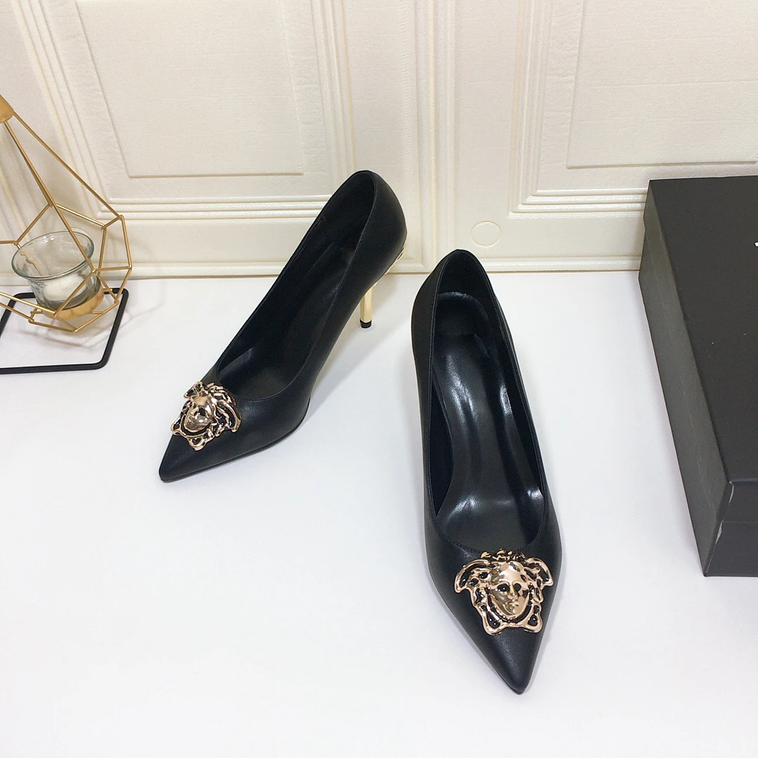 Оптовая продажа, женские туфли на высоком каблуке, новинка 2021, с острым носком, на тонком каблуке, с металлическим гальваническим покрытием, вечерние классические туфли