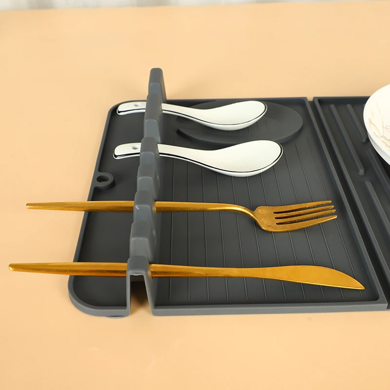 FENGYI New Design silicone Dish Drying Mat For Kitchen Folding Dish Dryer spoon Mat Silicone Dishes Drying Mat