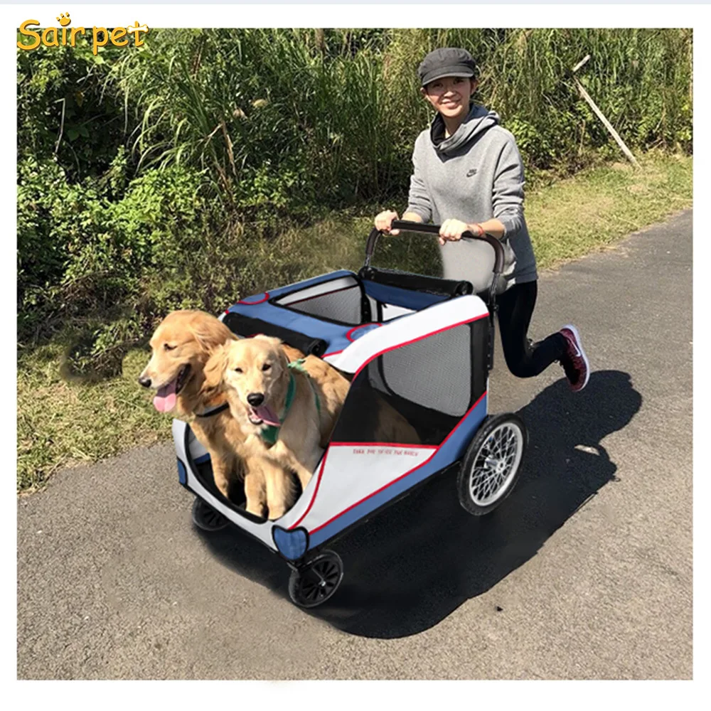 Factory Wholesale Pet Dog Carrier Stroller Cat 4 Wheels Travel Cart Detachable Luxury Big Larger Dog Pet Stroller For Dogs