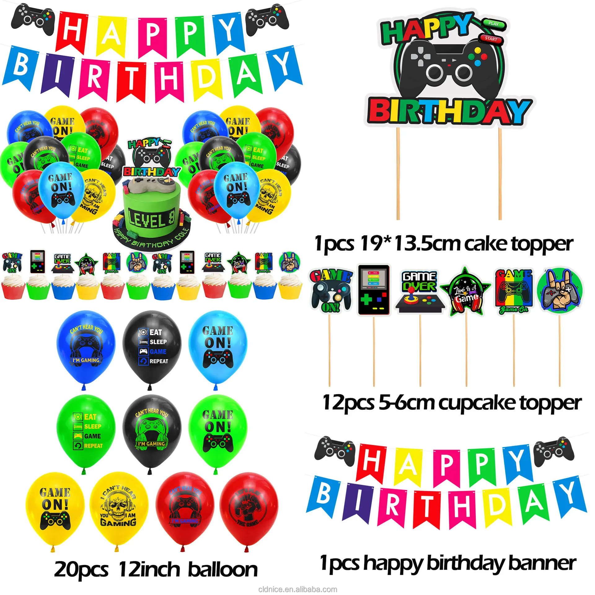 Nice Green Gamer Birthday Party Decoration Video Game Gaming Theme Party Supplies For Boys Game Players