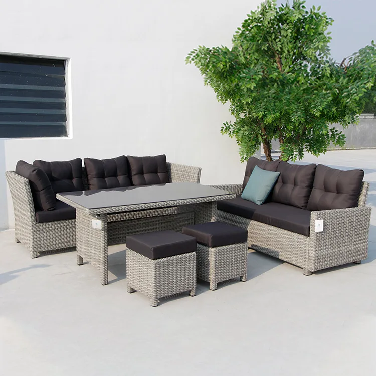 Outdoor furniture sectional PE wicker lounge sofa set Conversation Seat chair dining set garden patio furniture