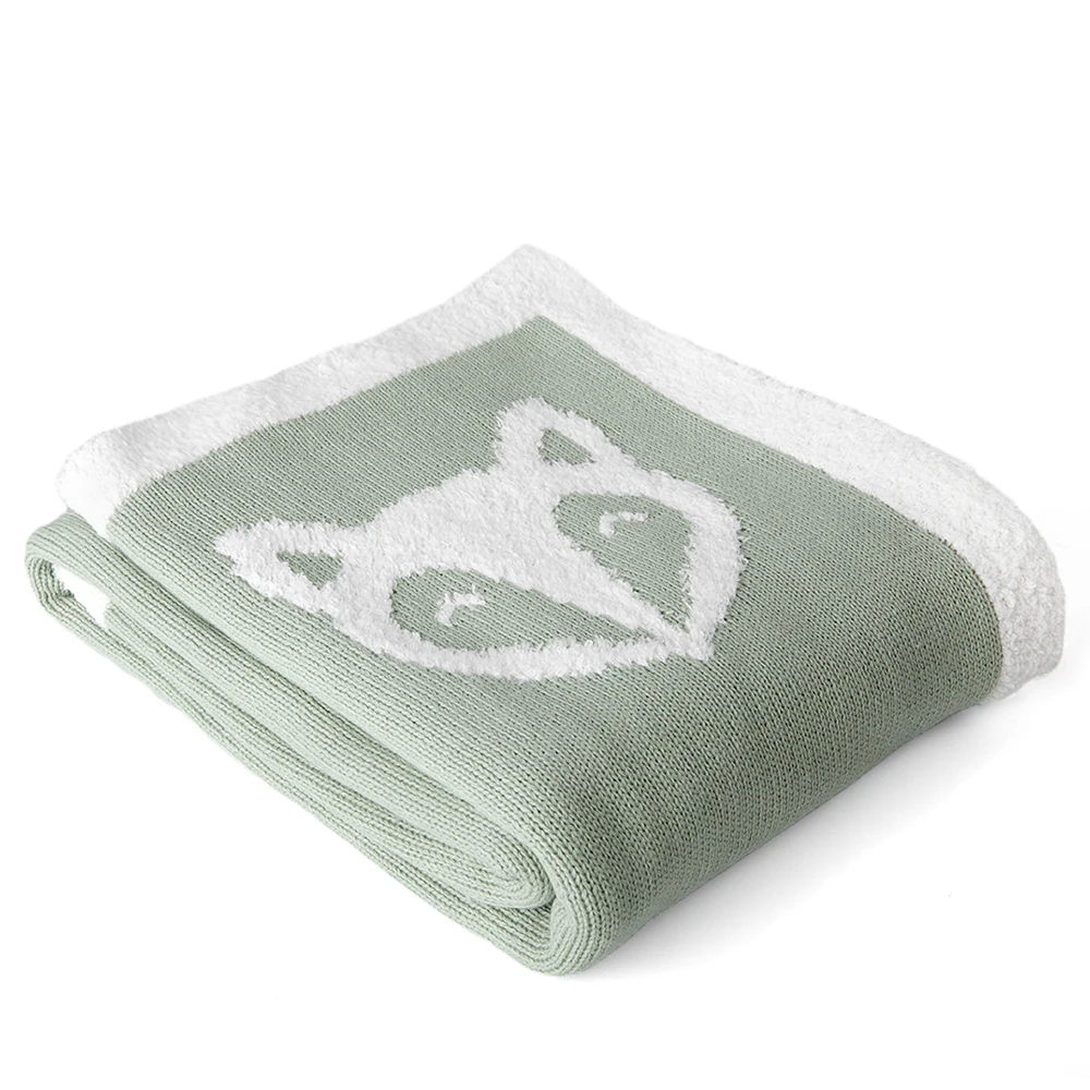 Baby Cotton Knitted Blankets Custom Woven Blanket Own Design Double Sided Blanket
