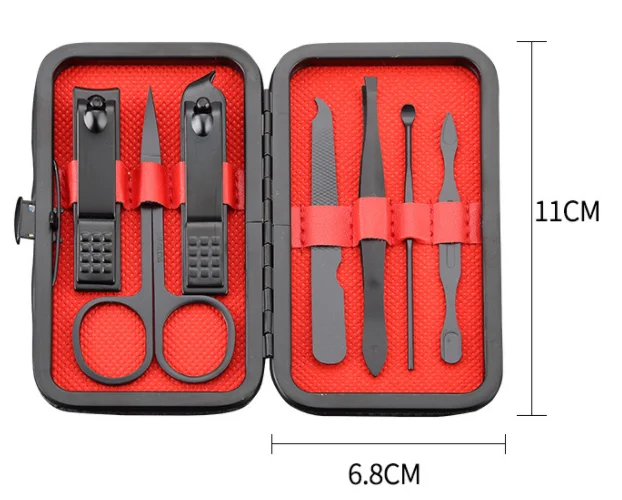 Professional Pedicure Kit Nail Scissors Grooming Kit with Black Leather Travel Case (Nail clipper9)