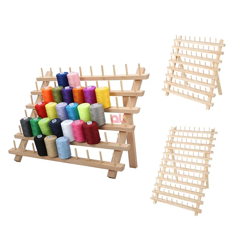 removable 60 80 120 spool wooden thread rack/holder,folding wood thread organizer bobbin holder for embroidery,sewing