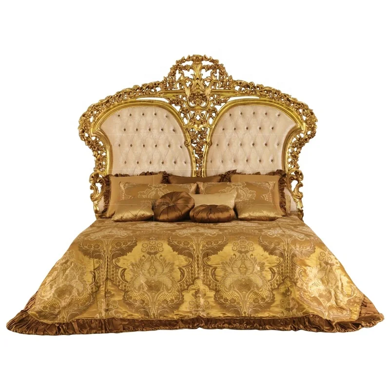 European italian classical antique home bedroom furniture wood carved handmade flowers royal luxuryking bed sett