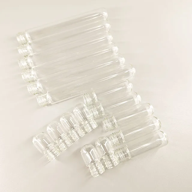Buy flat bottom borosilicate glass 3.3 glass test tube, black plastic screw cap 12*100mm