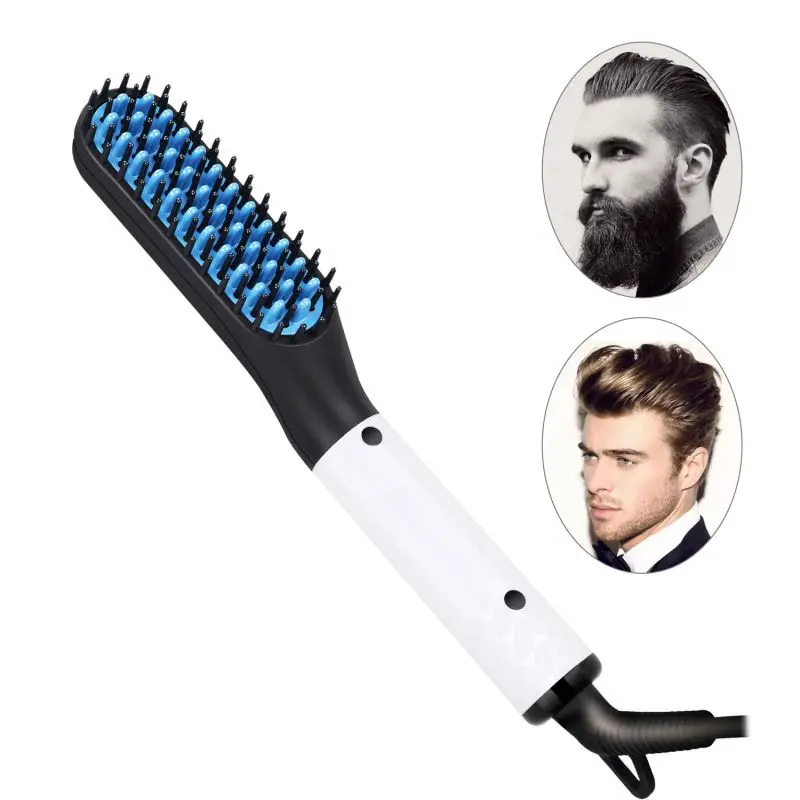 Fast Shipping Professional Heat Hair Styling Comb Brush Male Electric Beard Straightener