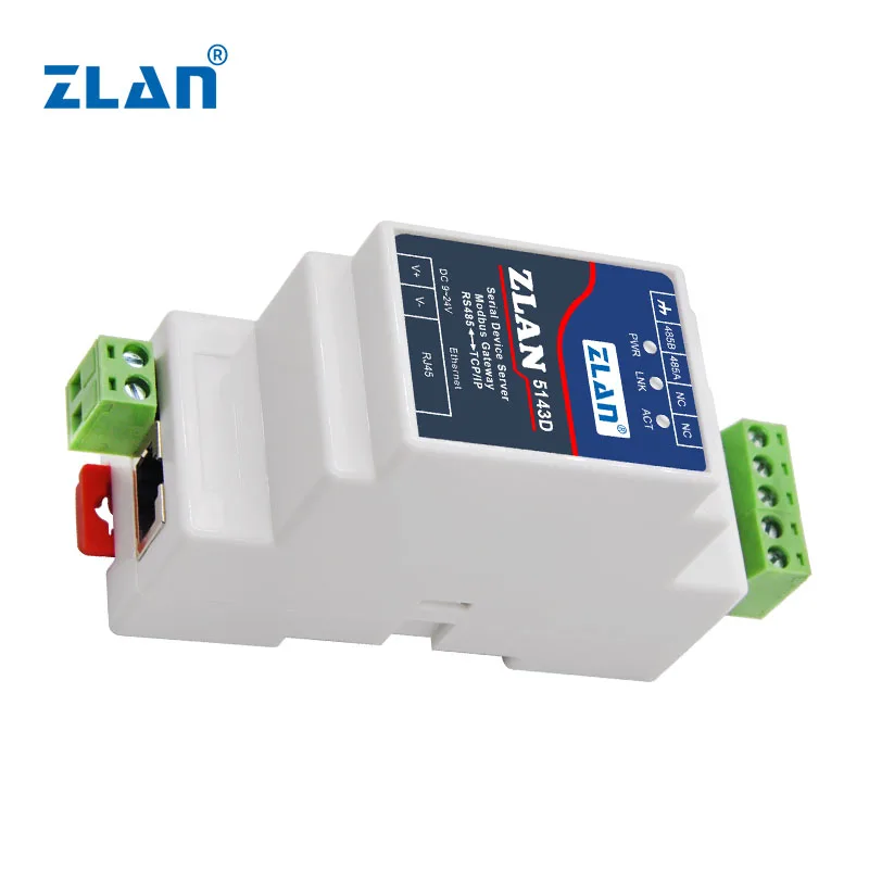 ZLAN5143D 1 Port DIN Type RS485 Serial to Ethernet Converter with Super Compact Design