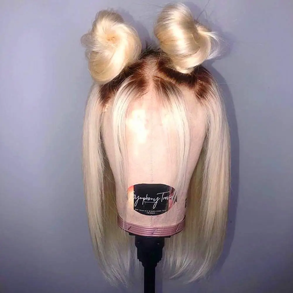 Same day shipping 100 human hair hair virgin  lace front Bob ombre 613 blonde wigs