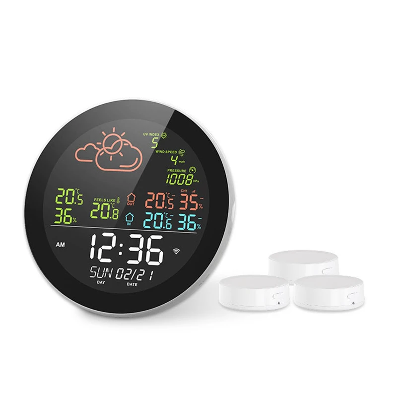 Tuya WIFI Smart Weather Station Home Environment Thermometer Humidity Meter Sensors Digital Clock Weather Forecast Calendar