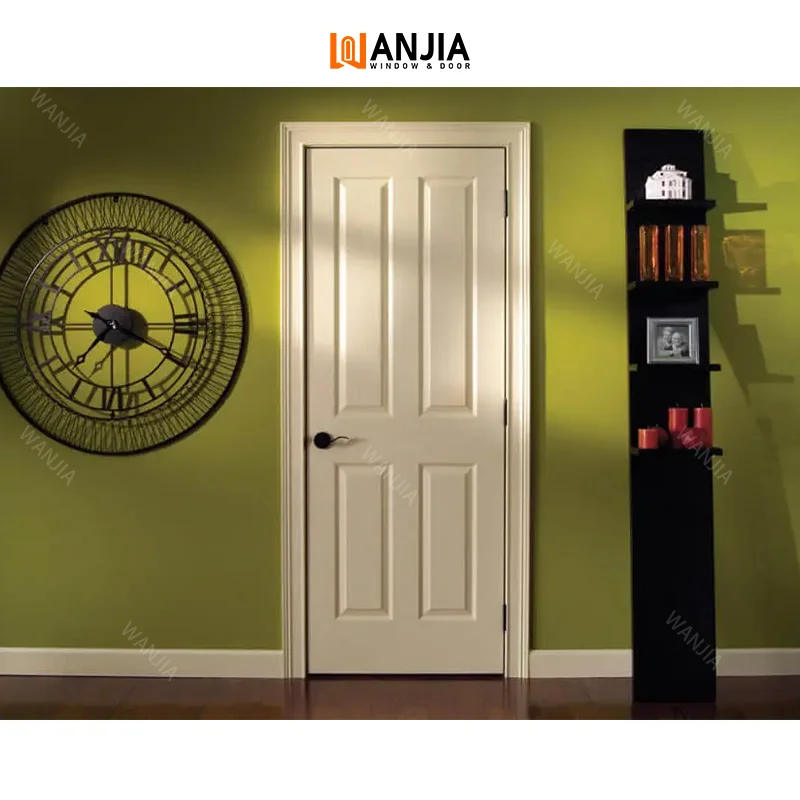 WANJIA Customized Hot Sell MDF Luxurious Wooden Door Swing Design Internal Room White Casement Door