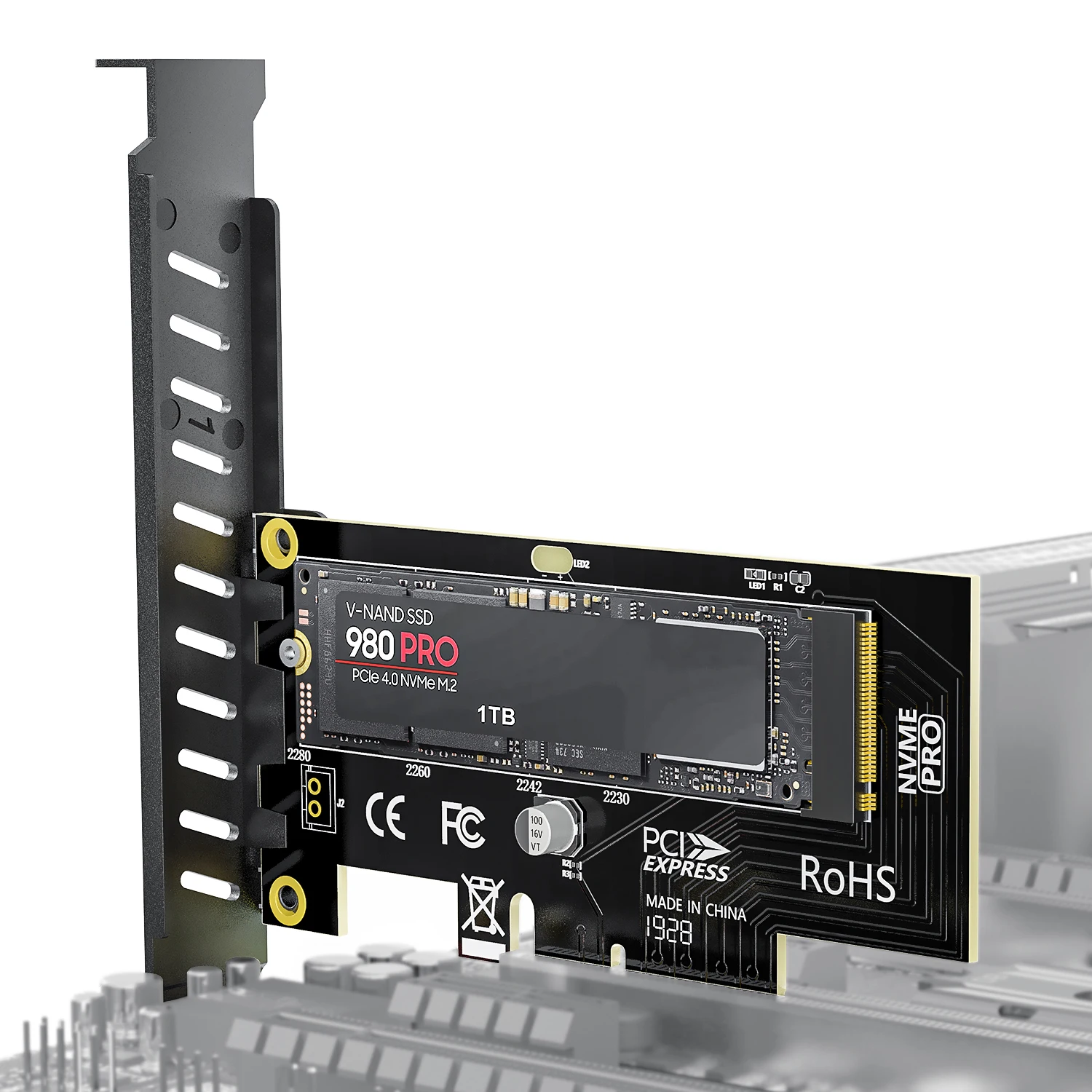 AMPCOM M key Connector M.2 NVME SSD to PCIE Interface Express 4 0x4 конвертер для 2230-2280