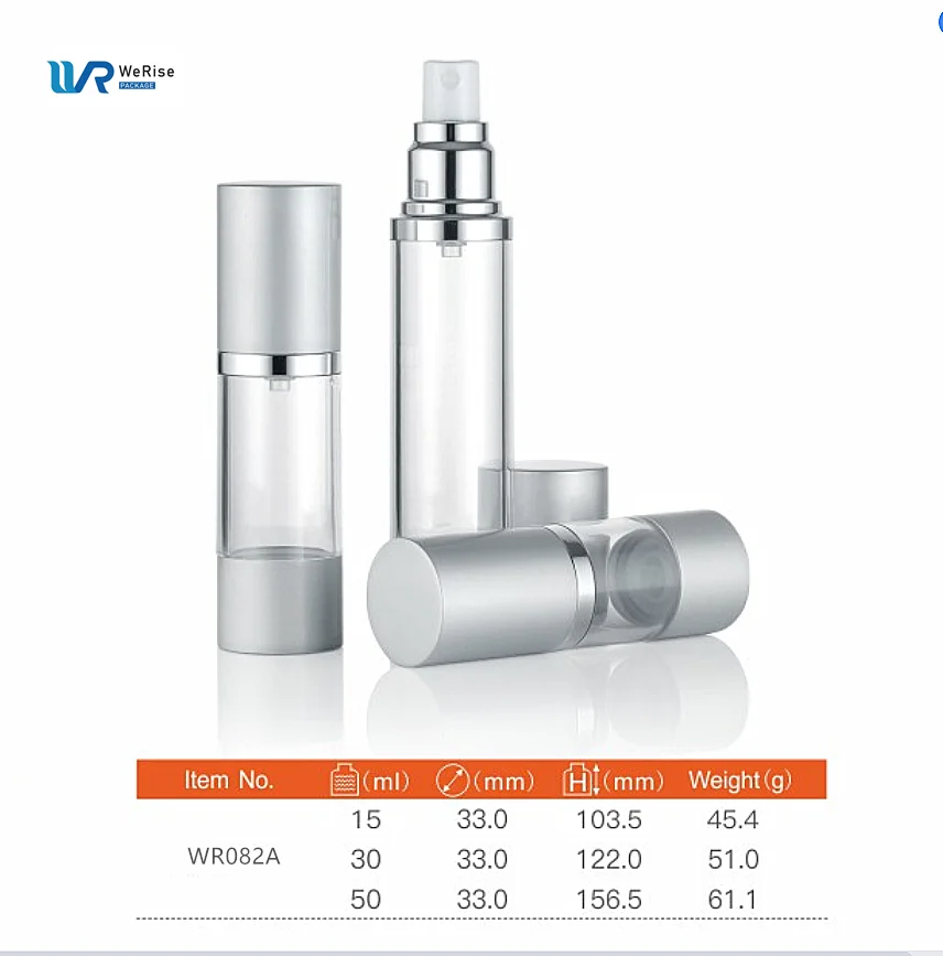 15 мл 30 50 настраиваемая Роскошная Серебристая многоразовая бутылка без воздуха косметическая с насосом для крема