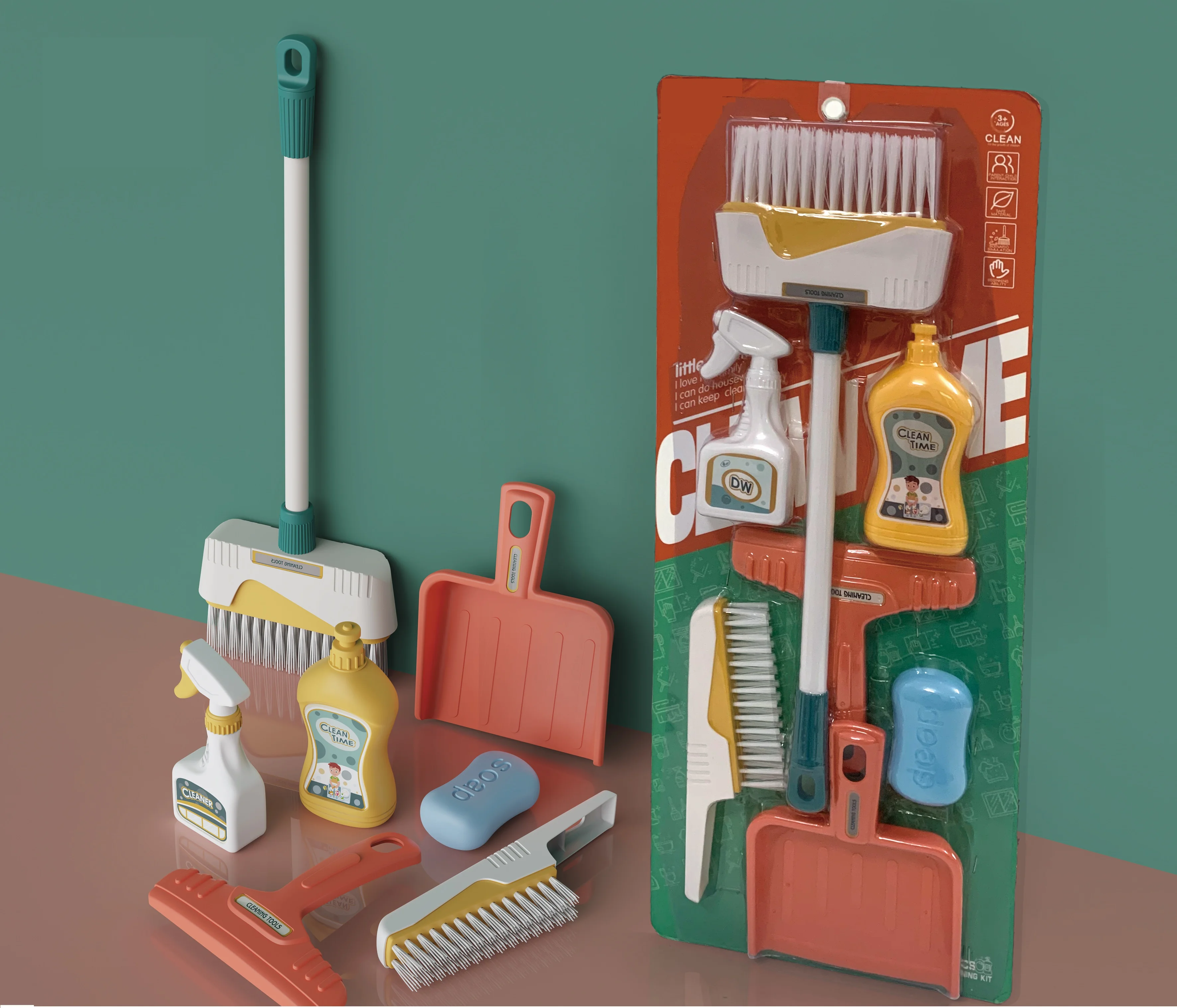 Mini Cleaning Tool Housekeeper Clean Set for Kids to Role Play Indoor Pretend Toys