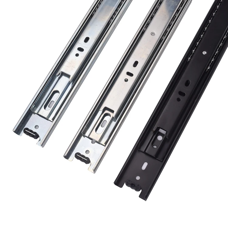Furniture Telescopic Channels Ball Bearing Slide 45mm Width Drawer Full Extension 3 Fold