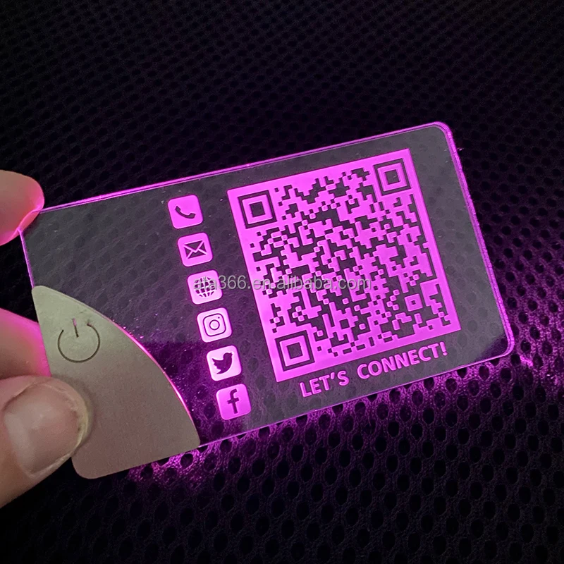 16 NEW 2023 Luxury LED Acrylic Business Cards Custom Business Card Printing Laser Engrave Unique Light up Clear Business Card