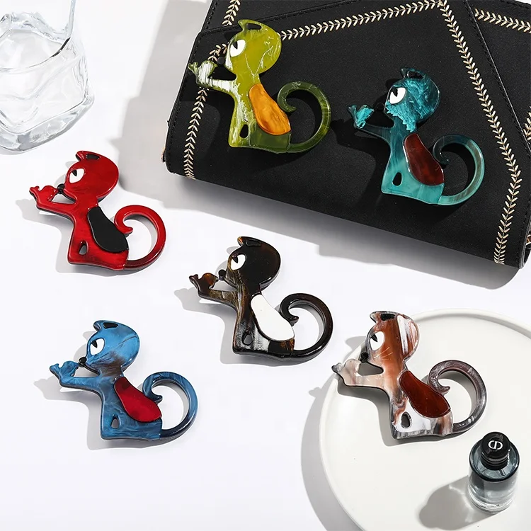 Factory Direct Sales Portrait Safety Pins Coat Badges Cute Clothing Accessories Enamel Flower Cartoon Animal Badges