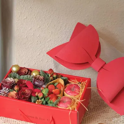 AN Bow flower transparent fruit flower New Year gift box packaging hand gift box portable flower cake box