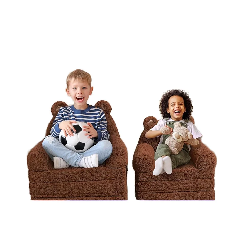 New style Toddler Couch with Tri Folding Foam Cushions Comfy Kids Couch for Kids Age 18 Months and Up Foldable Kids Sofa