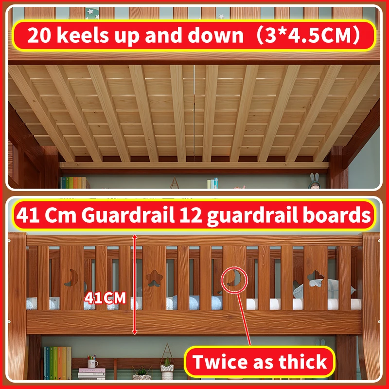 
Children Double Kids Solid Wood Pine Bunk Beds With Stairs Study Table In Wood 