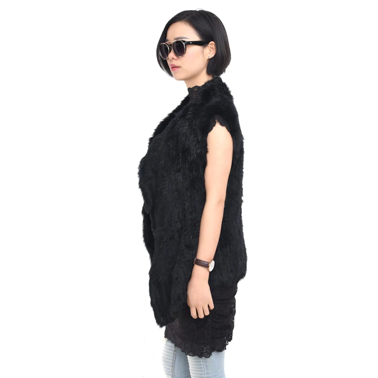 Real women rabbit fur vest top quality from china factory knit rabbit fur vest