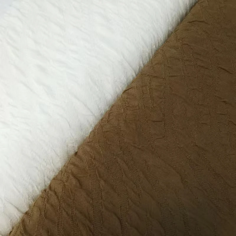 Stock supply soft  double layer 100% polyester jacquard crepe fabrics for dresses