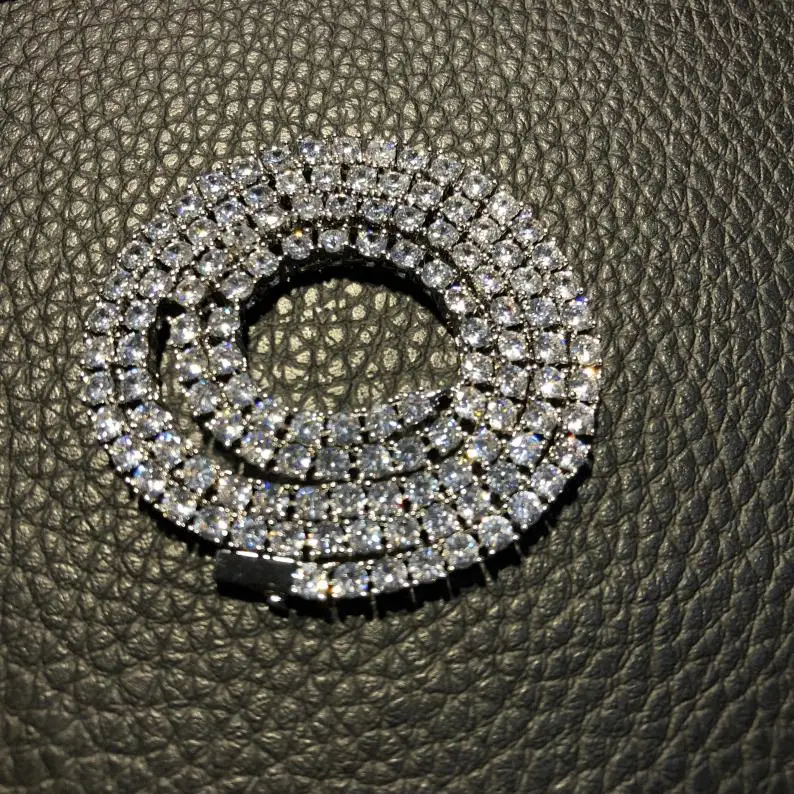 925 Pure Silver or Brass Factory Customized 3-6mm CZ Tennis Chain