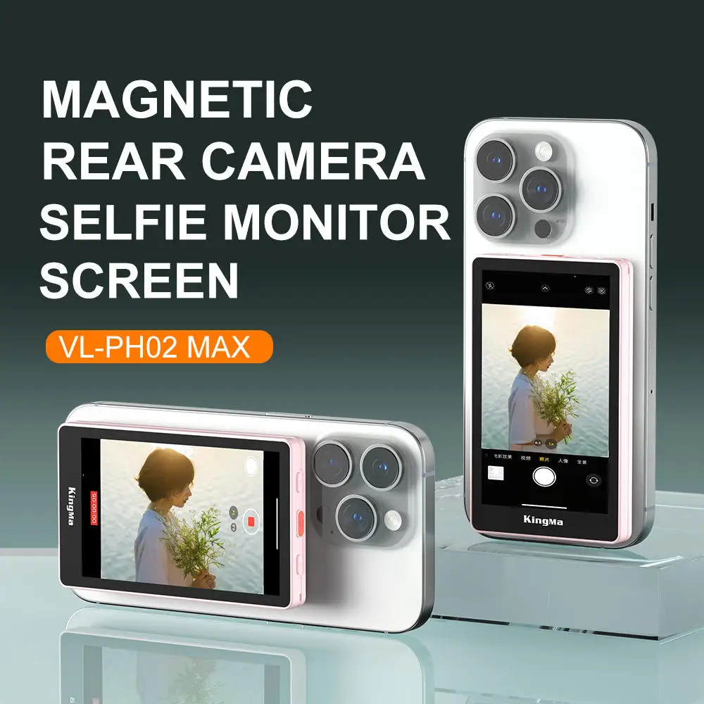 Upgraded Phone Vlogging monitor 4K 30fps video casting built-in Bluetooth remote Magnetic Rear Camera selfie monitor screen