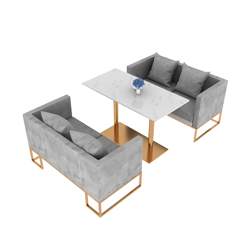 Coffee House Milk Tea Shop Table And Chair Combination Bar Simple Nordic Dessert Shop Fresh Leisure Booth Sofa Set