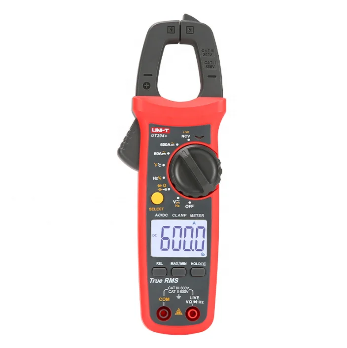 UT204+ Digital Clamp Meter AC DC Voltage Meter 600A Current Clamp Multimeter Ohm Temp Capacitance Tester Ammeter