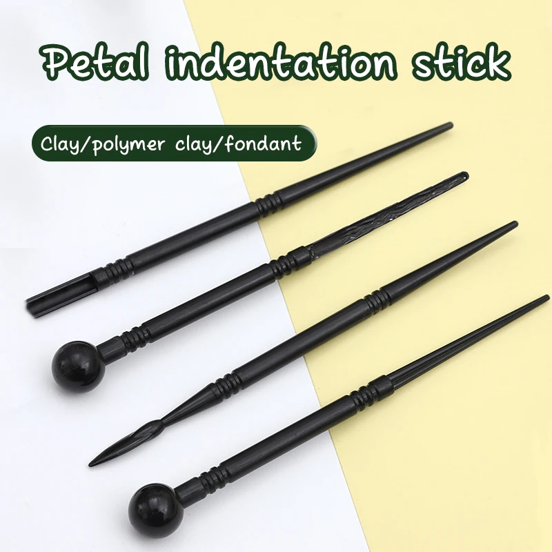 Boyi Xuan 4 Pcs Black Plastic Air Dry Foam Clay Shaping Tool Polymer Clay Manual DIY Craft Tool Set