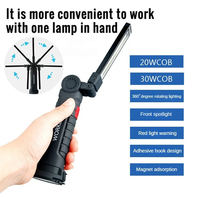 USB Rechargeable Multifunctional Foldable Portable Mechanical Light with 360 Degree Rotation COB Magnetic Work Light