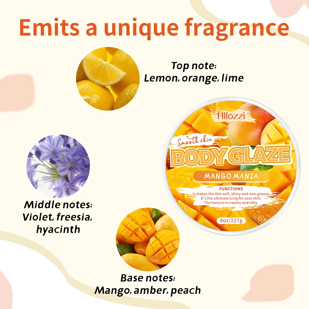 Factory customization 8oz/227g  Skin cream anti aging body butter moisturizing skin body lotion mango body glaze beauty products