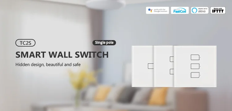 Factory Price BroadLink UK TC2S Smart Wifi Wall Touch Switch 1/2/3 Gang Glass Panel Smart light Switch