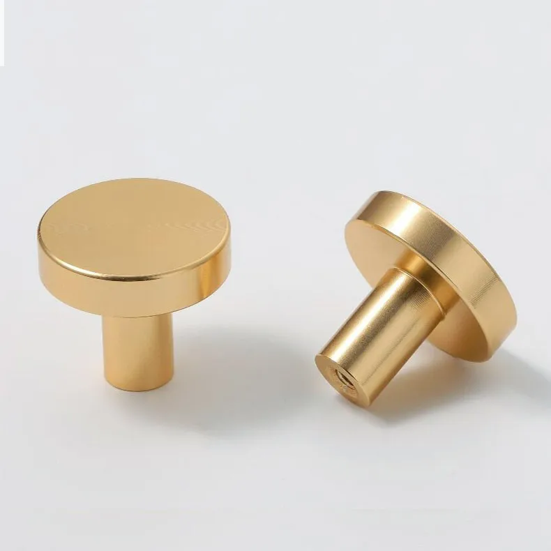 Solid Anodized Matte Black Aluminum Drawer Round Cabinet Dresser Furniture Knobs Wardrobe Door Pull Handles