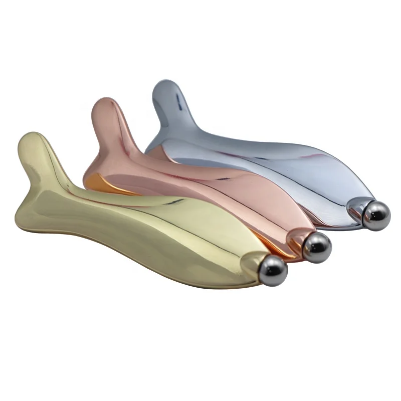 Инструмент Для Массажа Гуаша, металлический массажер для лица в форме рыбы