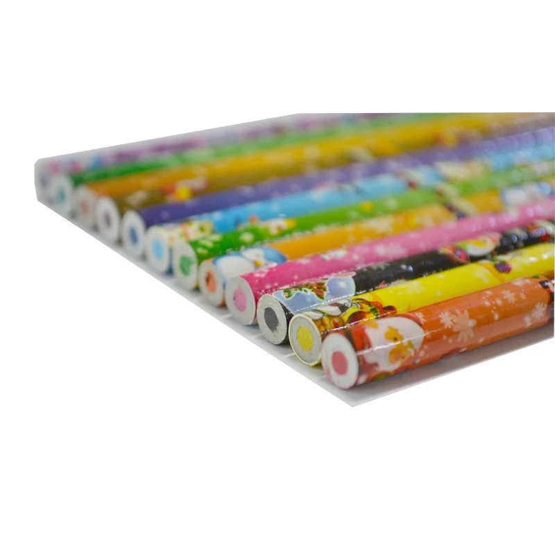 Wholesale Standard pencil Recycled paper color pencil with PET shrink sleeve domed end