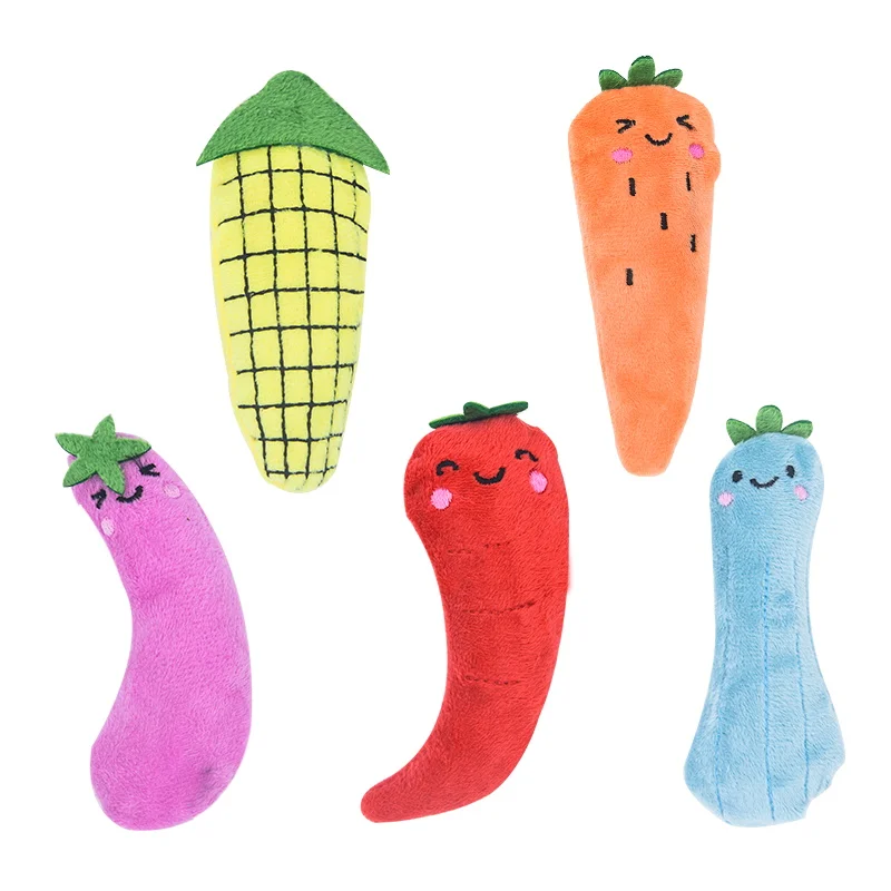 Pet stuffed toy vegetable pepper corn carrot eggplant catnip stuffed cat toy Factory