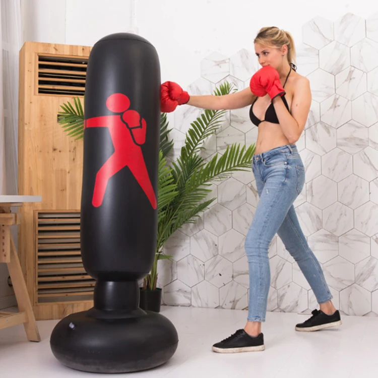 Three Color Inflatable Kick Boxing Punching Bag Free Standing