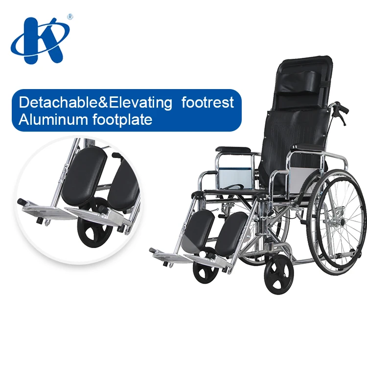 Backrest Reclining 90~180 Degree Steel Wheelchair Steel Good Quality Excellent Manual Wheelchair