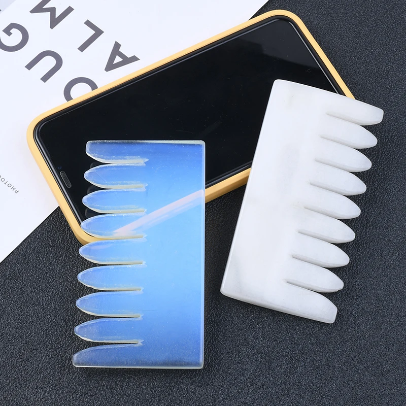 Custom Logo Pure Natural Jade Stone Gua Sha Hair Comb OEM/ODM Head Hair Massage Quartz Guasha Comb